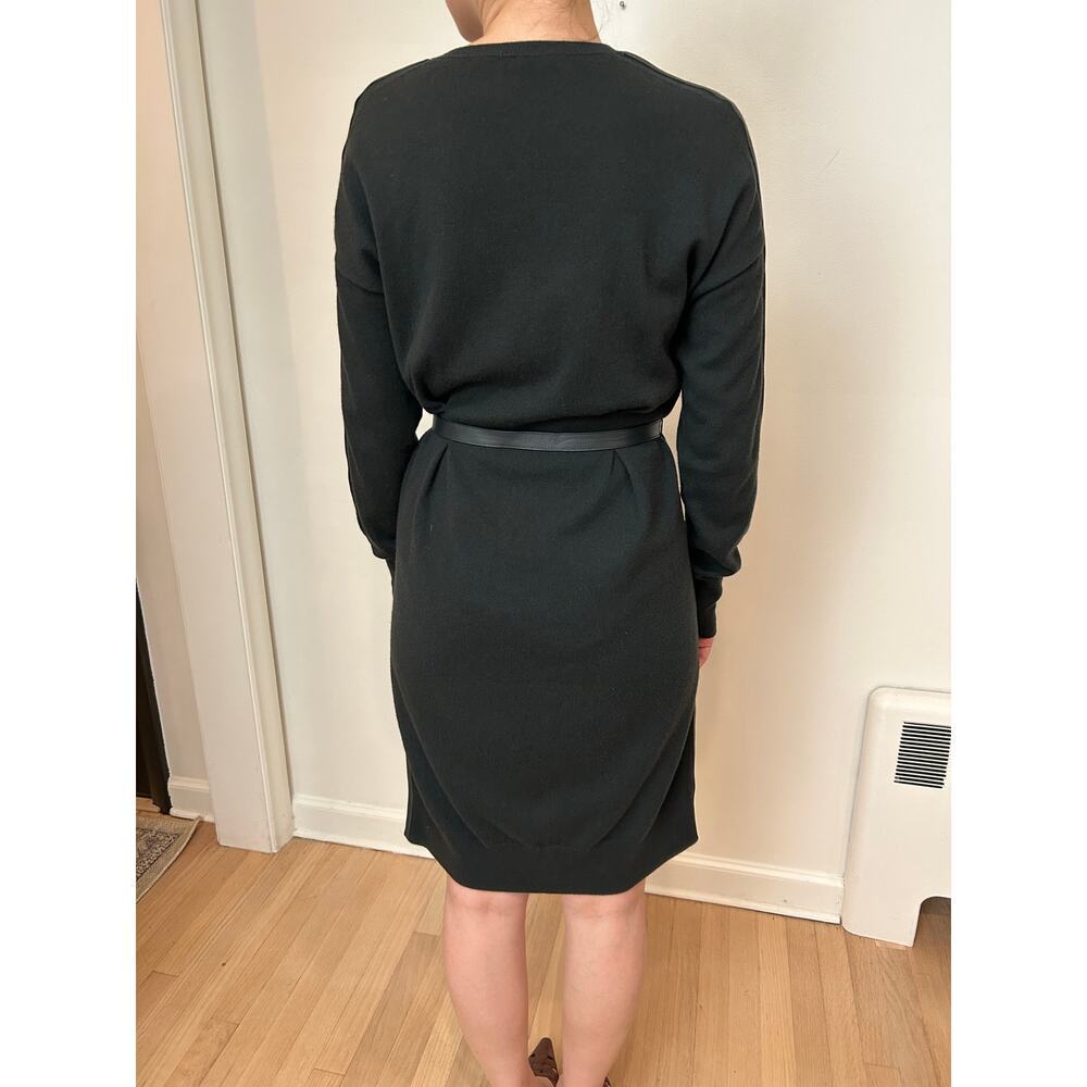 Loro Piana 100% Cashmere Sweater Dress Black classic lambskin belt sz 40 Italy - Picture 4 of 14